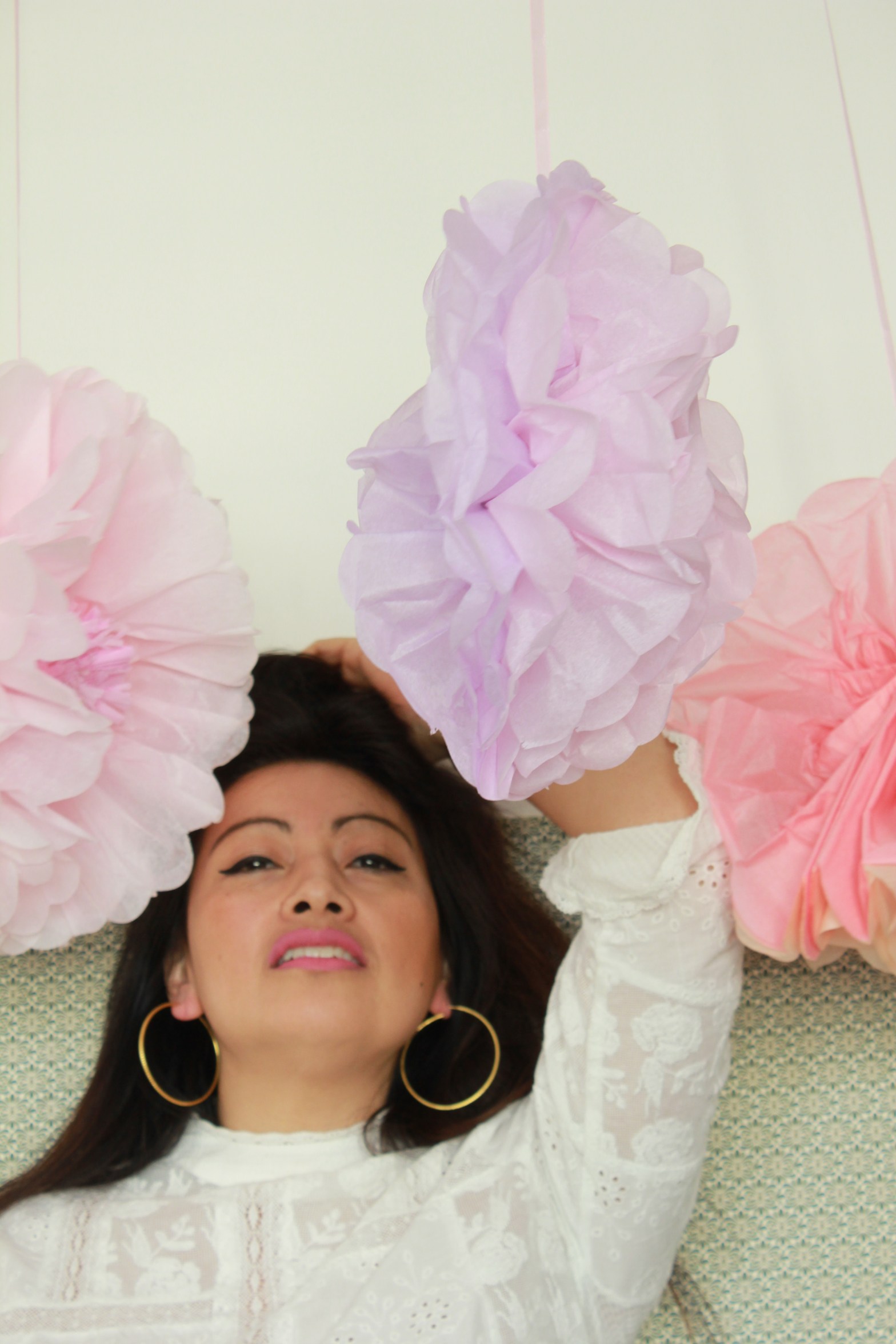Woman and paper flowers